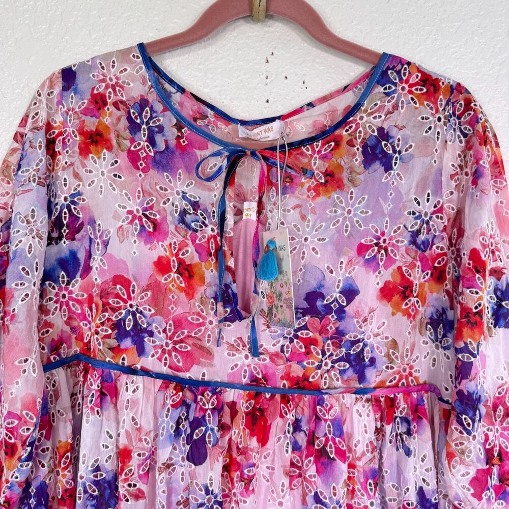 Johnny Was Dress Womens Small Summer Days Eyelet Tiered Midi Lined Boho NEW - Picture 4 of 12